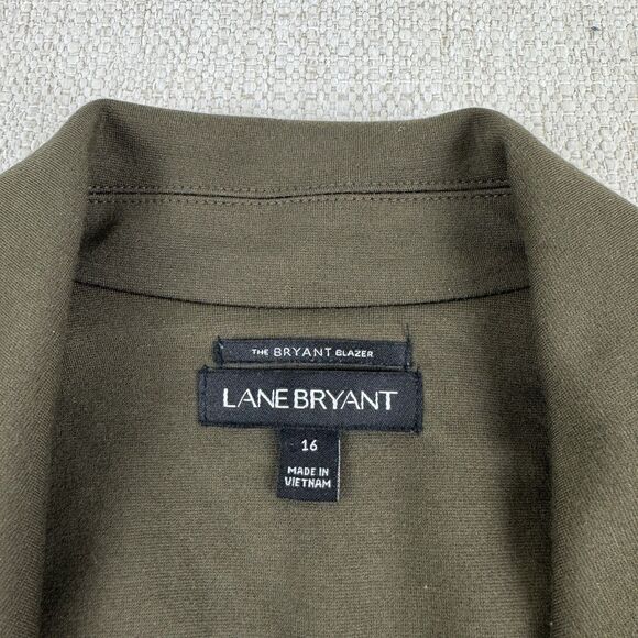 Lane Bryant The Bryant Blazer Size 16 Olive Green Gold Buttons Ponte Jacket - Picture 13 of 16